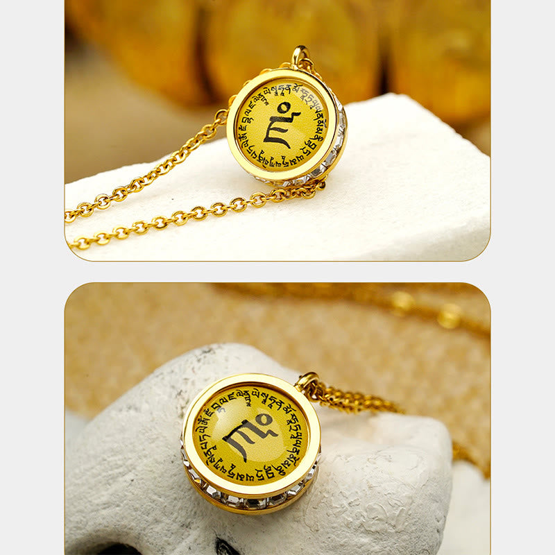 Buddha Stones tibetano amarillo dios de la riqueza Tara verde Buda serenidad collar de acero titanio colgante - image 8