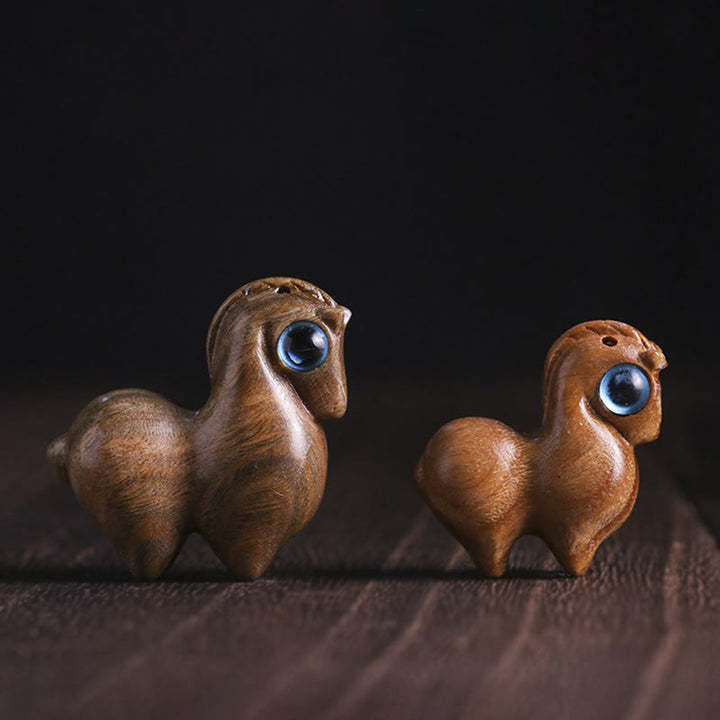 Buddha Stones, hoja pequeña, sándalo rojo, sándalo verde, Mini decoración de protección de caballo de la suerte - image 5