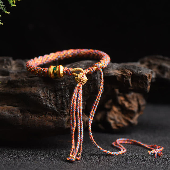 Pulsera de cadena colorida con cuentas de rueda de oración de la suerte hecha a mano tibetana con Buddha Stones