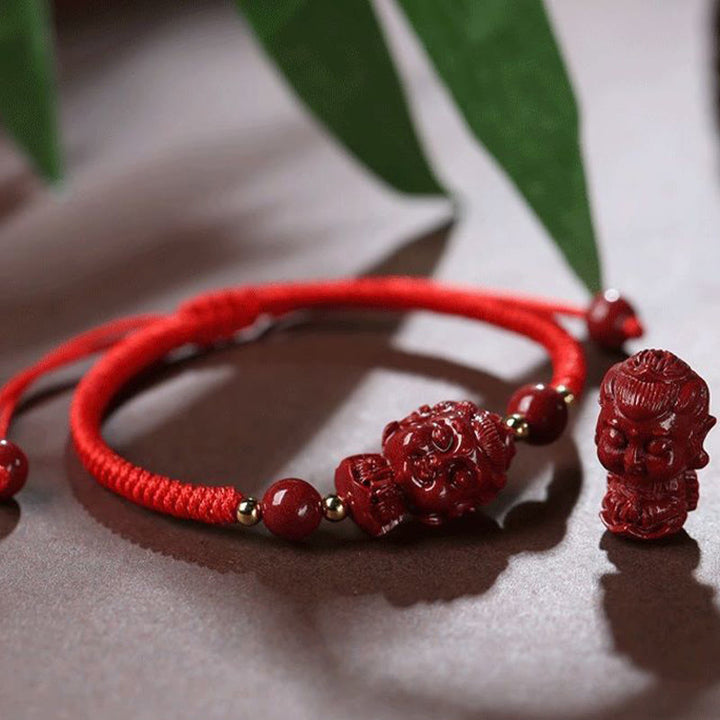 Pulsera de cuerda de bendición con amuleto de cinabrio de Buda natal del zodíaco chino con Buddha Stones