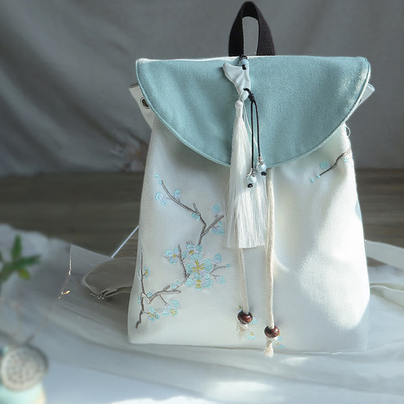 Mochila de lona de gran capacidad bordada hecha a mano con Buddha Stones