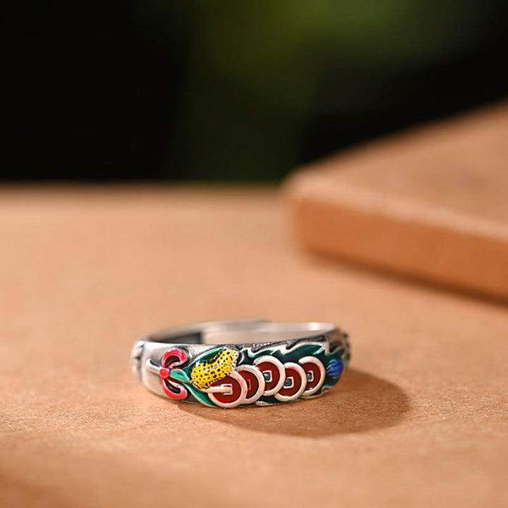 Anillo de riqueza de monedas de cinco emperadores Feng Shui de Buddha Stones