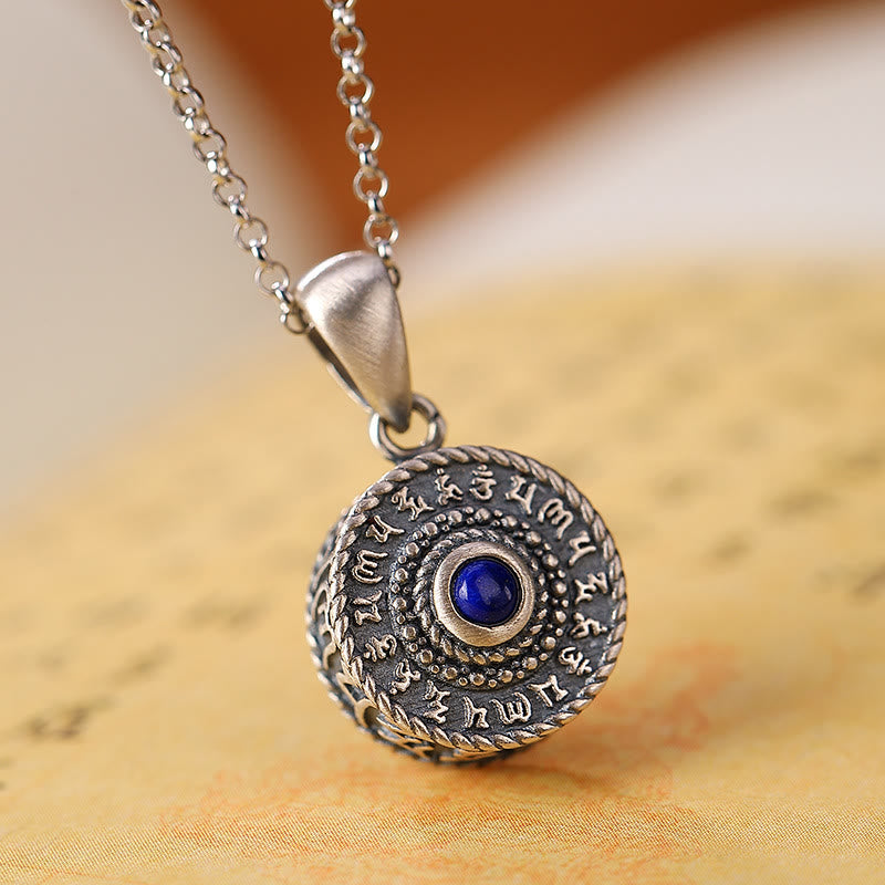 Collar con colgante de plata de ley 925 Om Mani Padme Hum Lazurite Love Peace - Om Mani Padme Hum (Amor ♥ Enfoque) - image 1