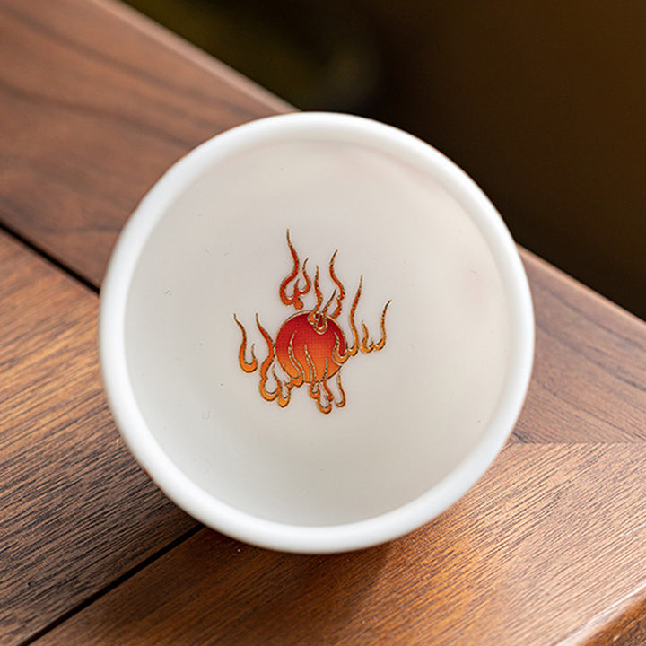 Taza de té de cerámica con caja de regalo, tazas de té de Kung Fu con Buddha Stones , dragón, Fénix, nubes propicias