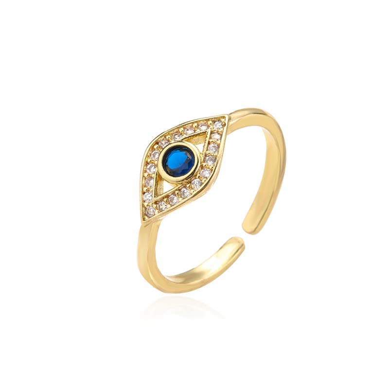 Anillo de cobre con bendición de protección contra el mal de ojo con Buddha Stones