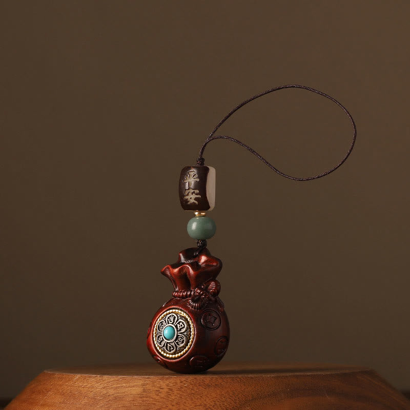 Buddha Stones, hoja pequeña, sándalo rojo, sándalo verde, bolsa de dinero, Om Mani Padme Hum, protección giratoria, decoración colgante