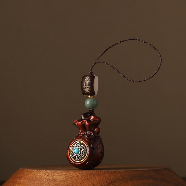Buddha Stones, hoja pequeña, sándalo rojo, sándalo verde, bolsa de dinero, Om Mani Padme Hum, protección giratoria, decoración colgante