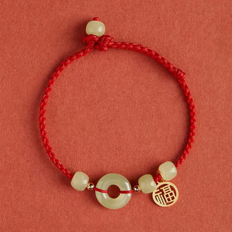 Pulsera de Buddha Stones, hebilla redonda de la paz, Jade, loto, felicidad, abundancia y riqueza