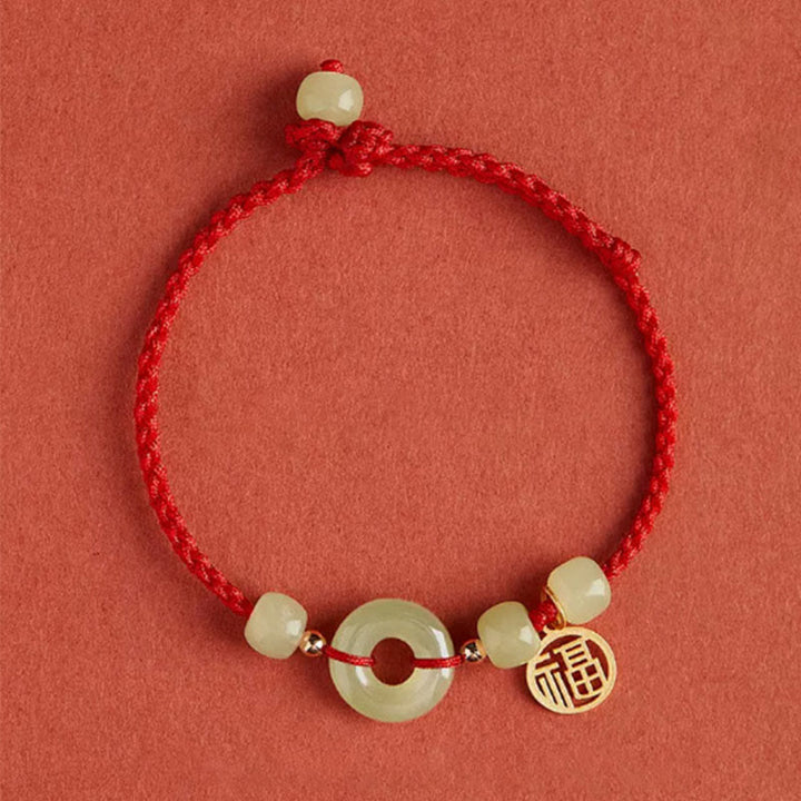 Pulsera de Buddha Stones, hebilla redonda de la paz, Jade, loto, felicidad, abundancia y riqueza
