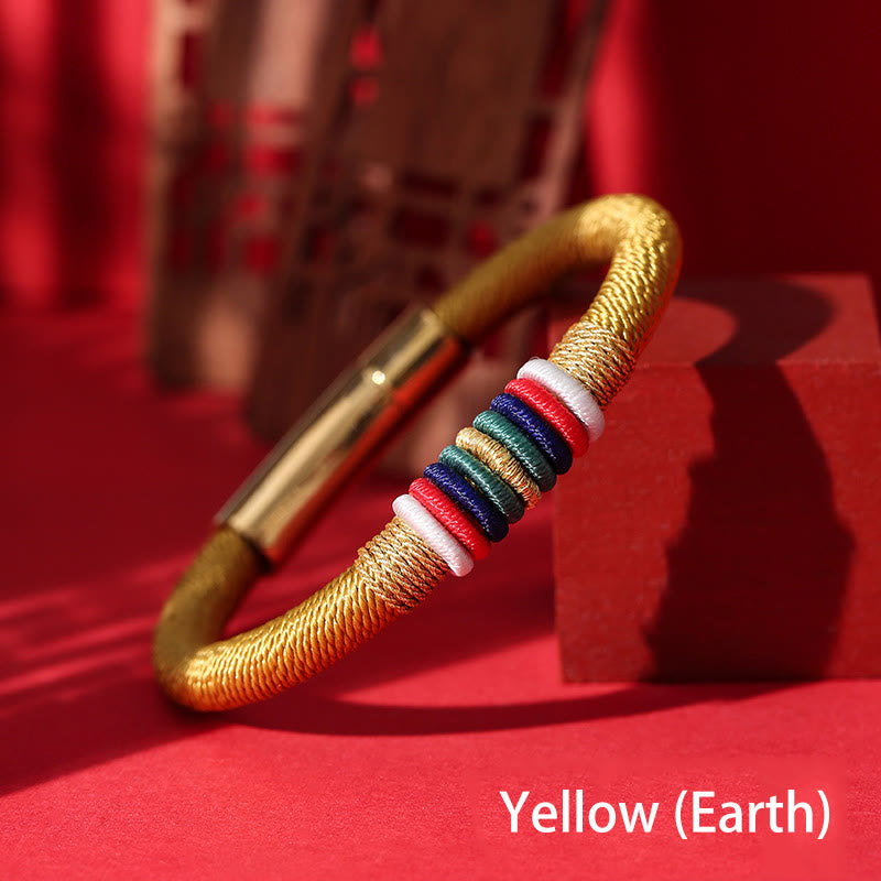 Pulsera de cuerda trenzada de la suerte de cinco elementos con nudo King Kong colorido hecho a mano tibetano con Buddha Stones