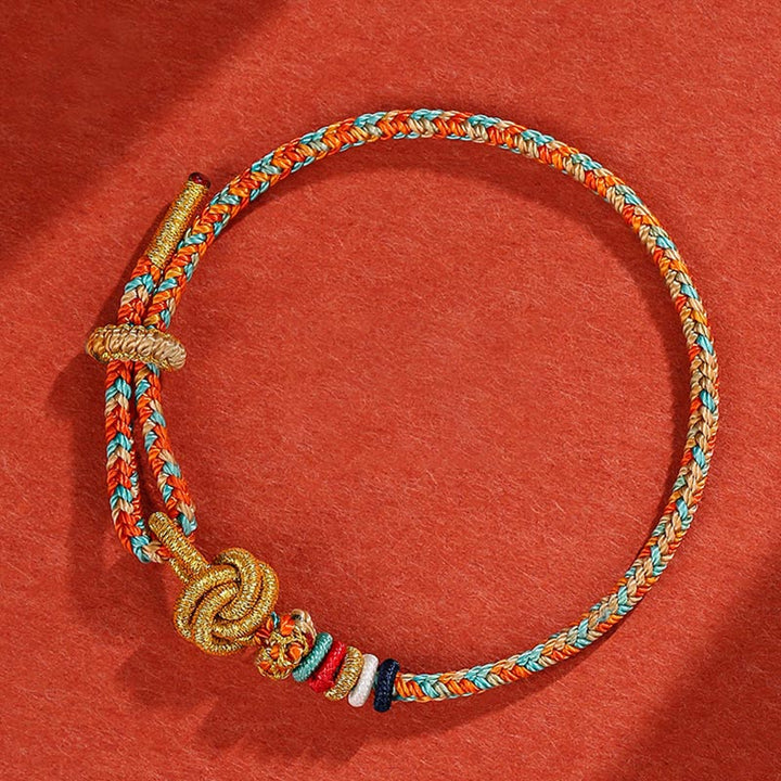 Pulsera de cuerda trenzada de protección de cuerda colorida Dunhuang hecha a mano con Buddha Stones