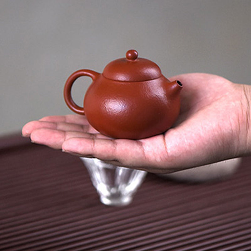 Tetera de kungfú de arcilla púrpura marrón Wen Dan hecha a mano con Buddha Stones Yixing