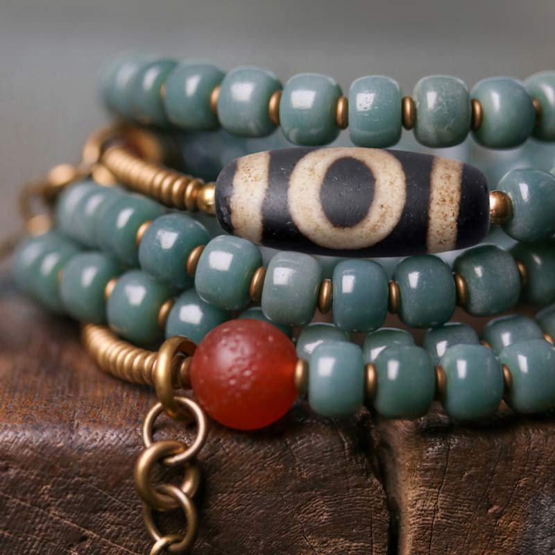 Pulsera de sabiduría de cuentas Dzi de semillas Bodhi de 108 cuentas Mala