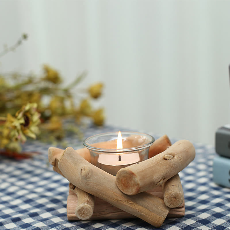 Candelabro de madera con Buddha Stones, decoración para el hogar