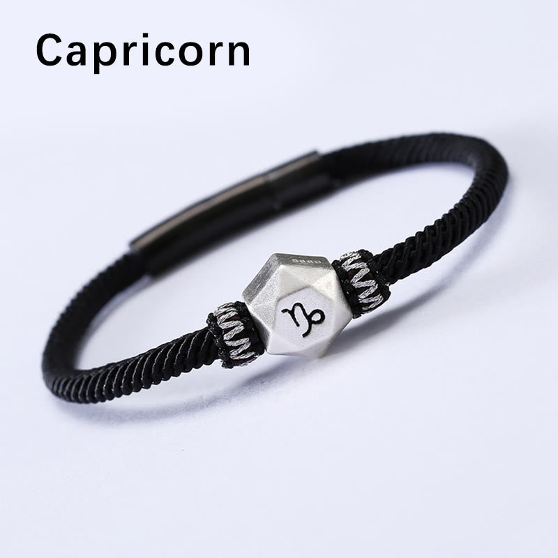 Pulsera de hilo hecha a mano con protección de las 12 constelaciones del zodíaco de plata de ley 999 con Buddha Stones