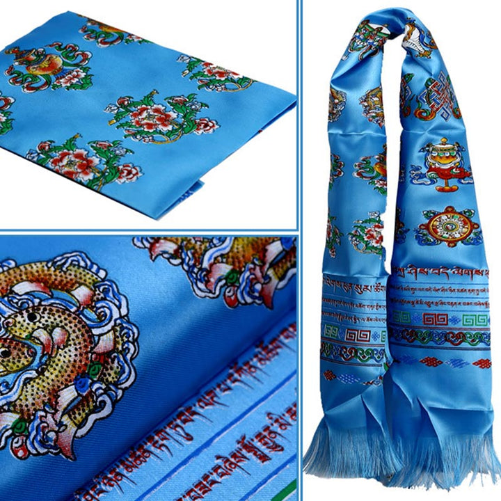 Buddha Stones, bendición de la suerte tibetana, decoración Khata de 5 colores - image 4