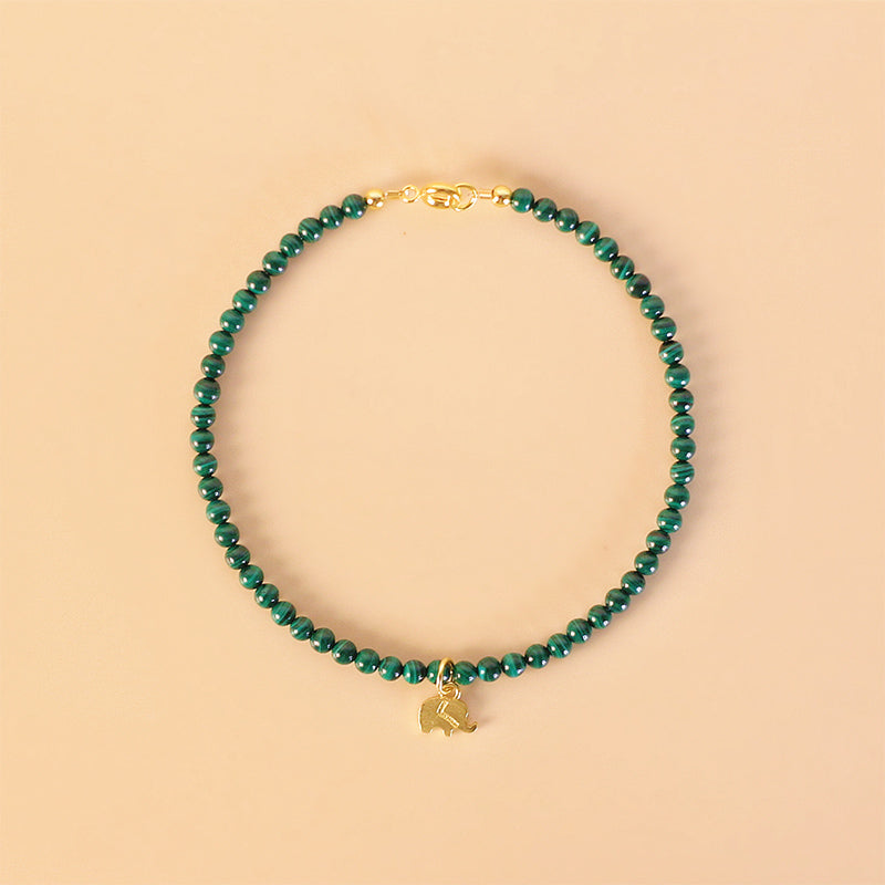 Pulsera con dijes antiansiedad de elefante de malaquita natural con Buddha Stones