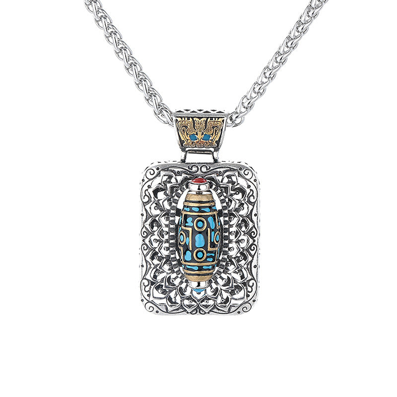 Colgante de collar giratorio curativo de cobre con diseño de cuentas Dzi de nueve ojos de Buddha Stones