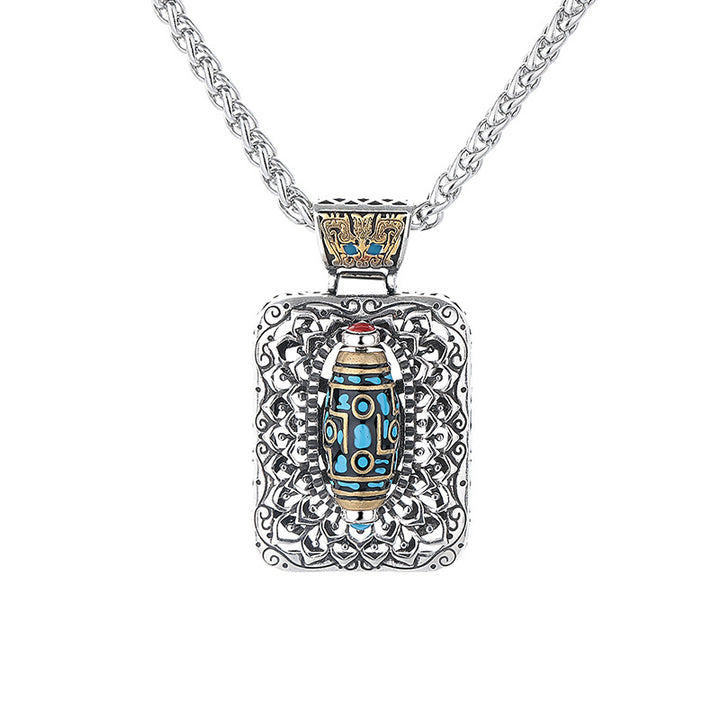 Colgante de collar giratorio curativo de cobre con diseño de cuentas Dzi de nueve ojos de Buddha Stones