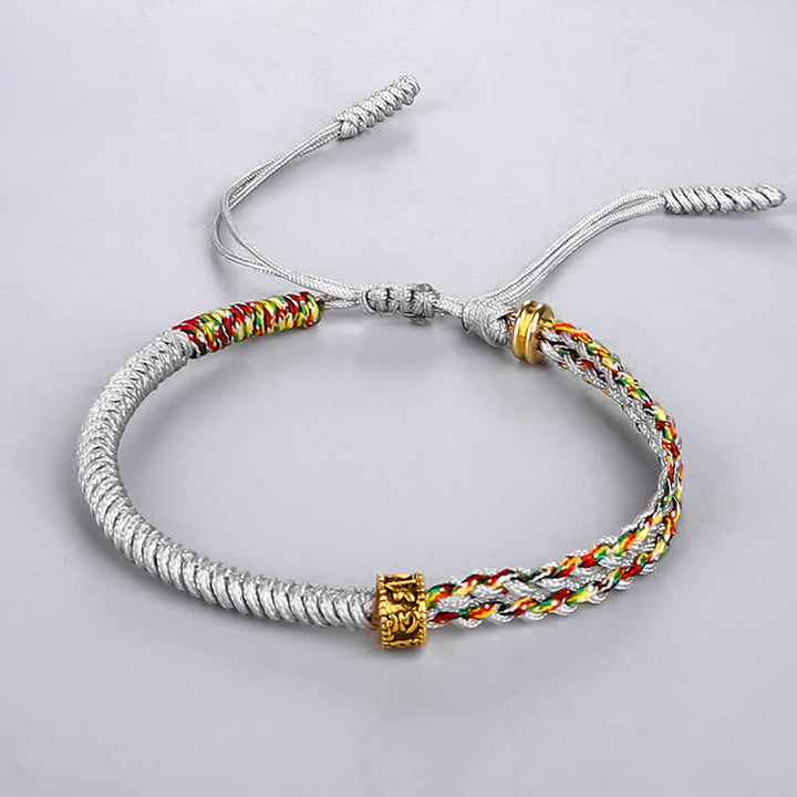 Pulsera de cuerda de la suerte con Buddha Stones Om Mani Padme Hum