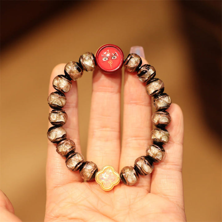 Pulsera de cuentas de la fortuna Thangka de la familia de las bestias que tragan oro tibetano, cinco dioses de la riqueza