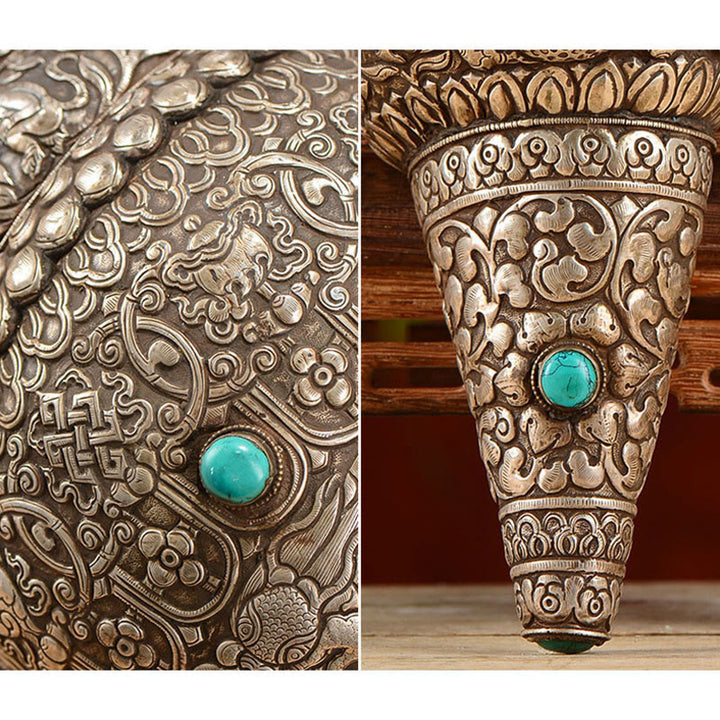 Shankha Natural hecho a mano tibetano grabado ocho símbolos auspiciosos Concha decoración del hogar de la suerte