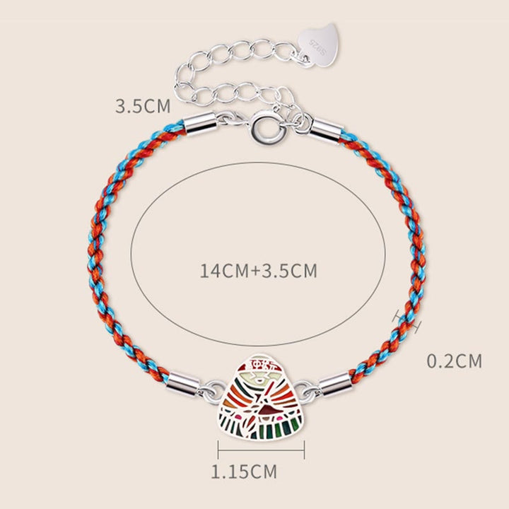 Pulsera hecha a mano multicolor con Buddha Stones de plata de ley 925 con patrón Zongzi de la suerte