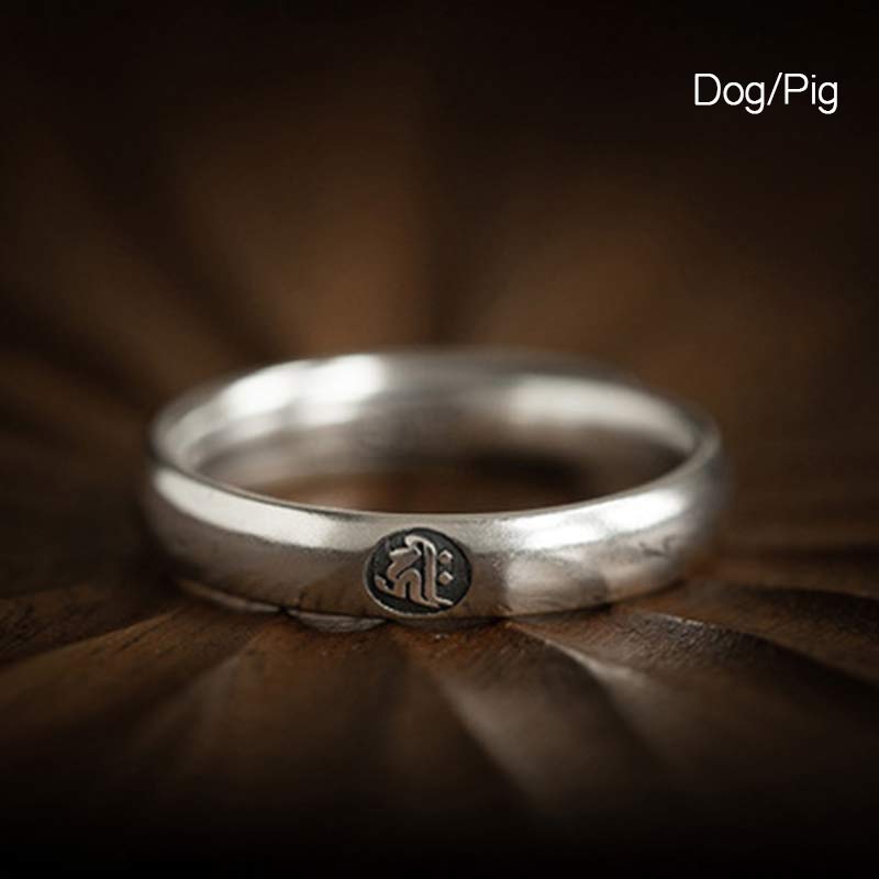 Anillo de plata de ley 925 con Buddha Stones , zodíaco chino, bendición de Buda natal
