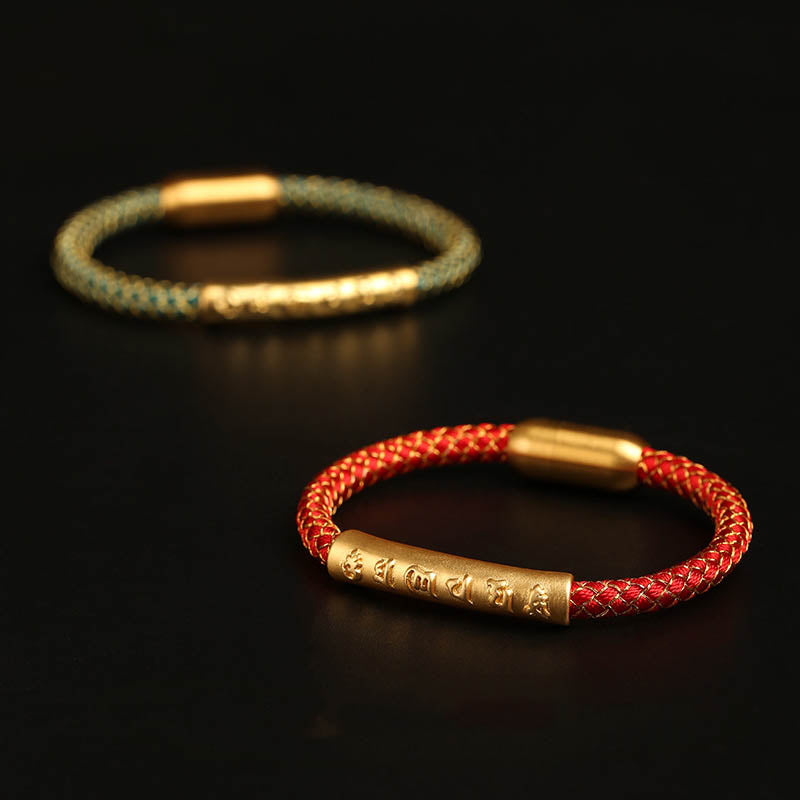Pulsera con hebilla magnética trenzada a escala de dragón con protección Om Mani Padme Hum de plata de ley 999 hecha a mano con Buddha Stones