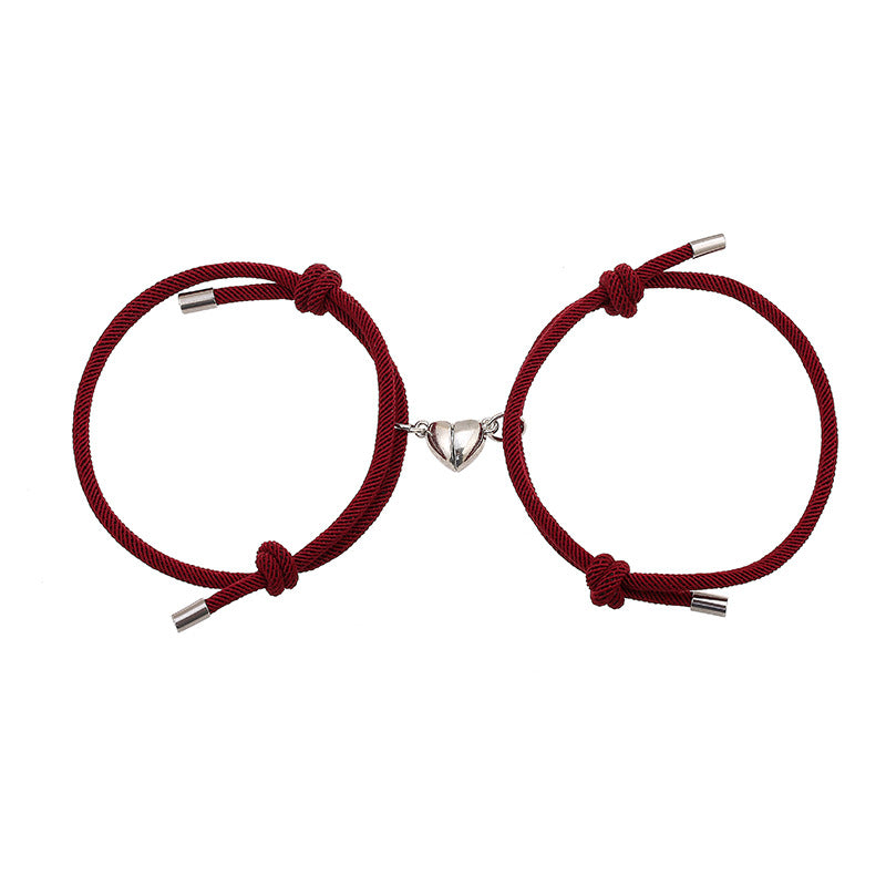 Pulsera de fuerza de cuerda de pareja magnética de amor de 2 piezas