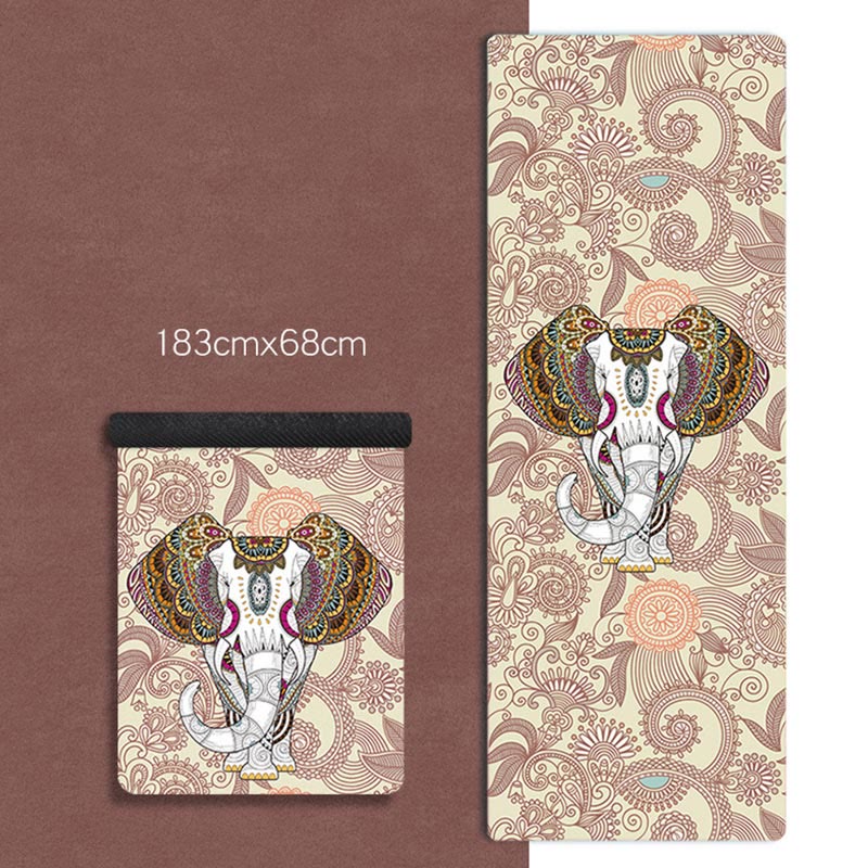 Buddha Stones Mandala tibetano, elefante, loto, pez koi, decoración de esterilla de yoga de caucho natural para la atención plena - Elefante beige - image 2