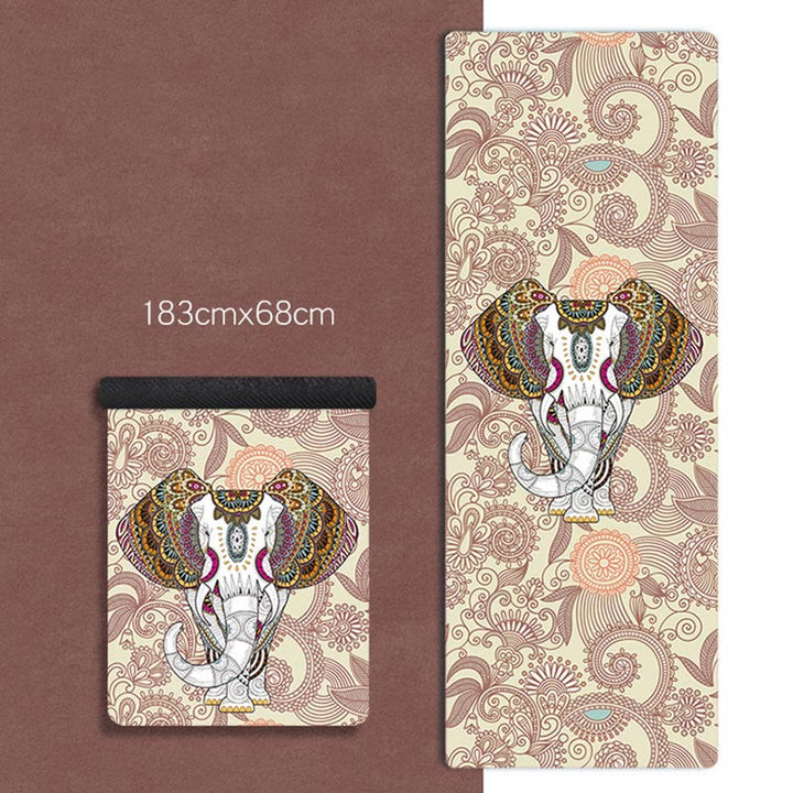 Buddha Stones Mandala tibetano, elefante, loto, pez koi, decoración de esterilla de yoga de caucho natural para la atención plena - Elefante beige - image 2