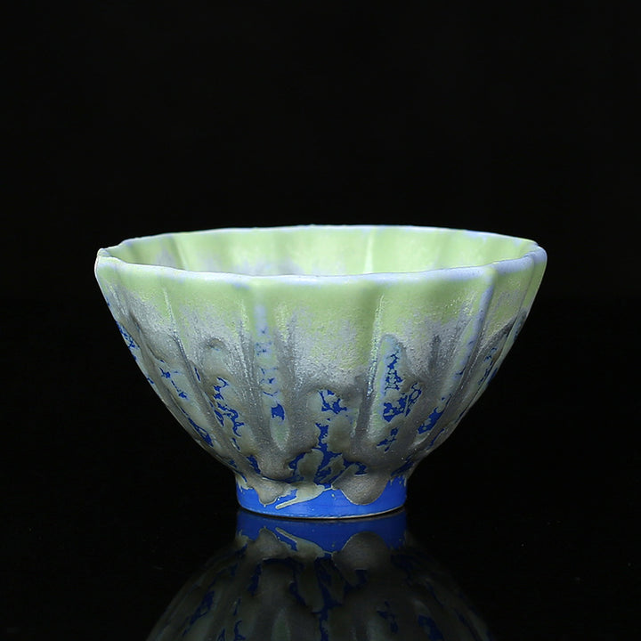 Buddha Stones, Retro Azul, rojo, gradiente, patrón de loto, cambio de horno, taza de té de cerámica, tazón de té de Kung Fu