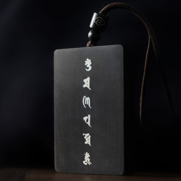 Buddha Stones de plata de ley 999, colgante de collar de protección con incrustaciones de madera de ébano de sándalo rojo y hoja pequeña Om Mani Padme Hum - image 17