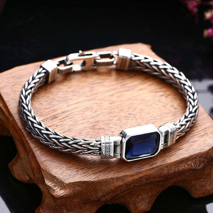 Pulsera con hebilla de riqueza curativa con diseño trenzado de quilla de dragón acrílico azul Retro con Buddha Stones