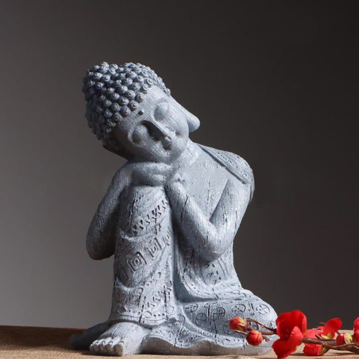 Decoración de estatua de resina de serenidad de Buda meditante tibetano - Gris - image 8