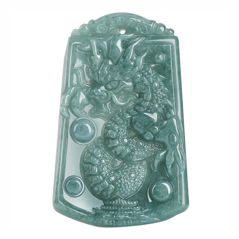 Buddha Stones Año del Dragón Dragón del Zodíaco Chino Viaja por el Mundo Collar de Fuerza de Jade Colgante