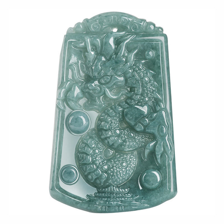 Buddha Stones Año del Dragón Dragón del Zodíaco Chino Viaja por el Mundo Collar de Fuerza de Jade Colgante