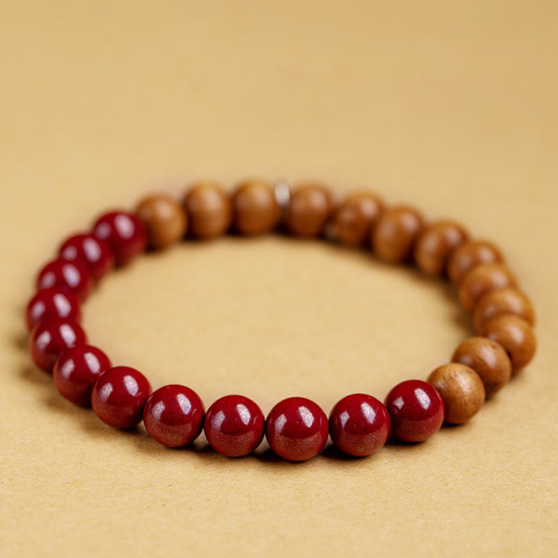 Pulsera de cinabrio de madera de melocotón de plata de ley 925 con Buddha Stones para protegerse de los malos espíritus - image 6