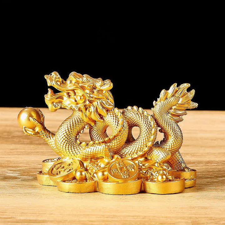 Buddha Stones Feng Shui Dragón Moneda de Cobre Riqueza Éxito Suerte Decoración
