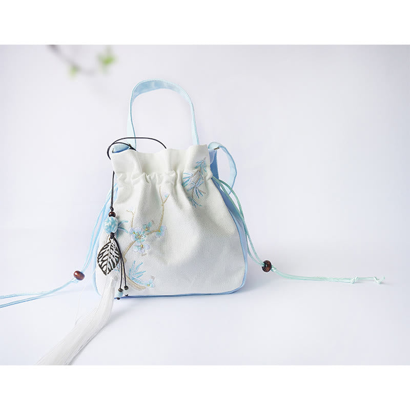 Bolso de hombro de lona con flores bordadas hechas a mano con Buddha Stones - image 30
