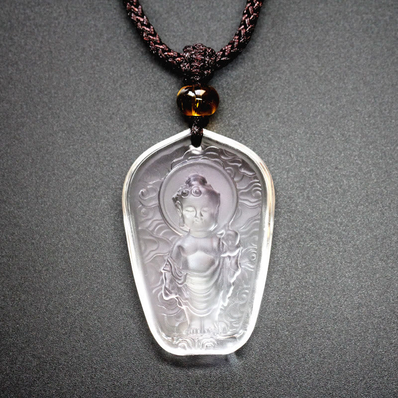 Collar con colgante de serenidad de cristal Liuli de Buda tibetano con Buddha Stones - Buda blanco - image 3