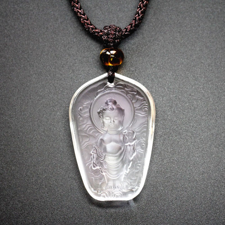 Collar con colgante de serenidad de cristal Liuli de Buda tibetano con Buddha Stones - Buda blanco - image 3