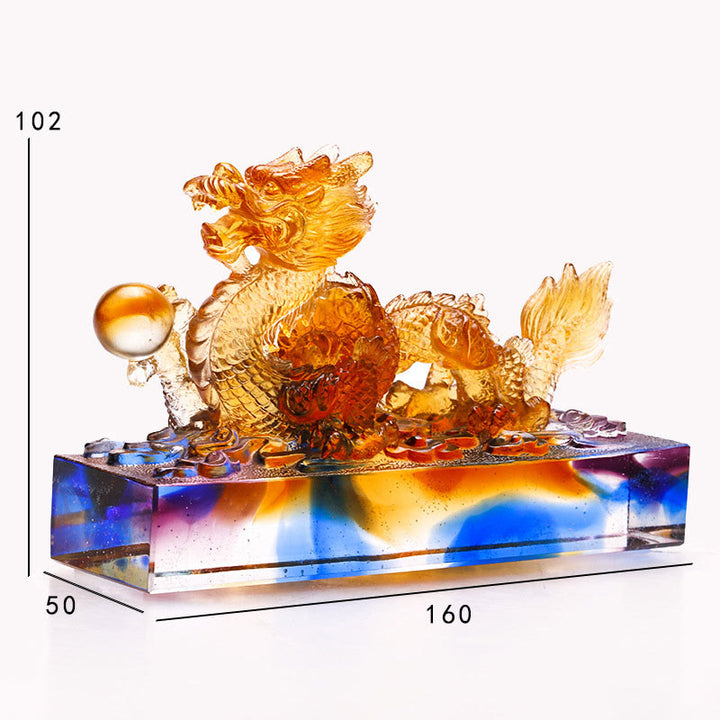 Buddha Stones hechas a mano, dragón multicolor Liuli, pieza de arte con cristal, protección, decoración para el hogar y la Oficina - image 11
