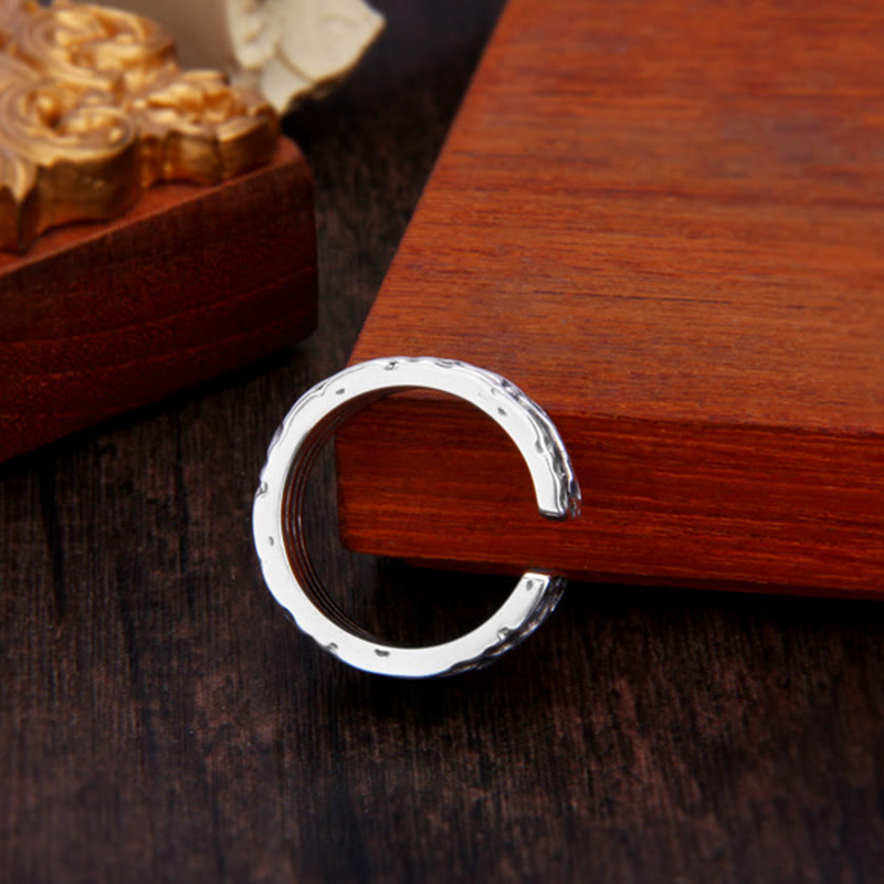 Anillo ajustable de plata de ley 925 con diseño de flor retro de la dinastía Tang