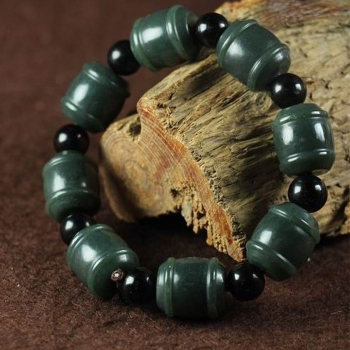 Pulsera de curación de jade cian natural