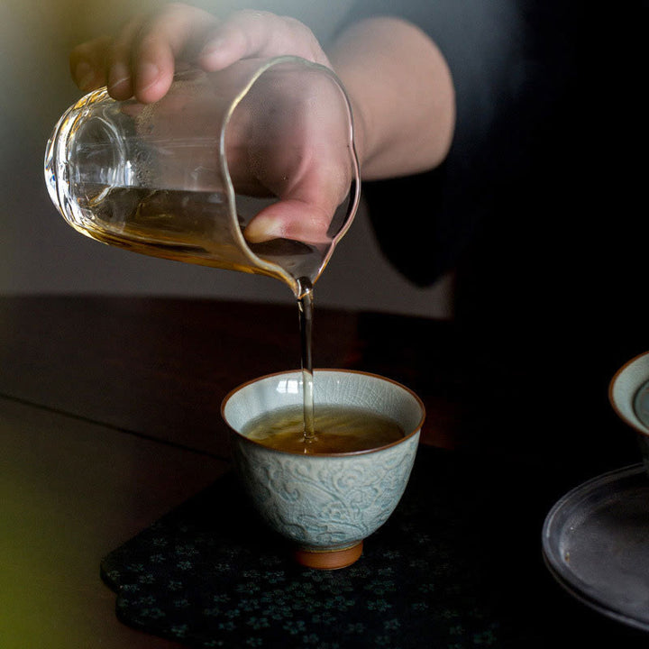 Taza de té de cerámica tallada en loto con Buddha Stones , taza de té de Kung Fu