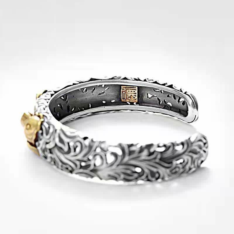 Brazalete de pulsera con diseño de hierba de pez Koi y Buddha Stones
