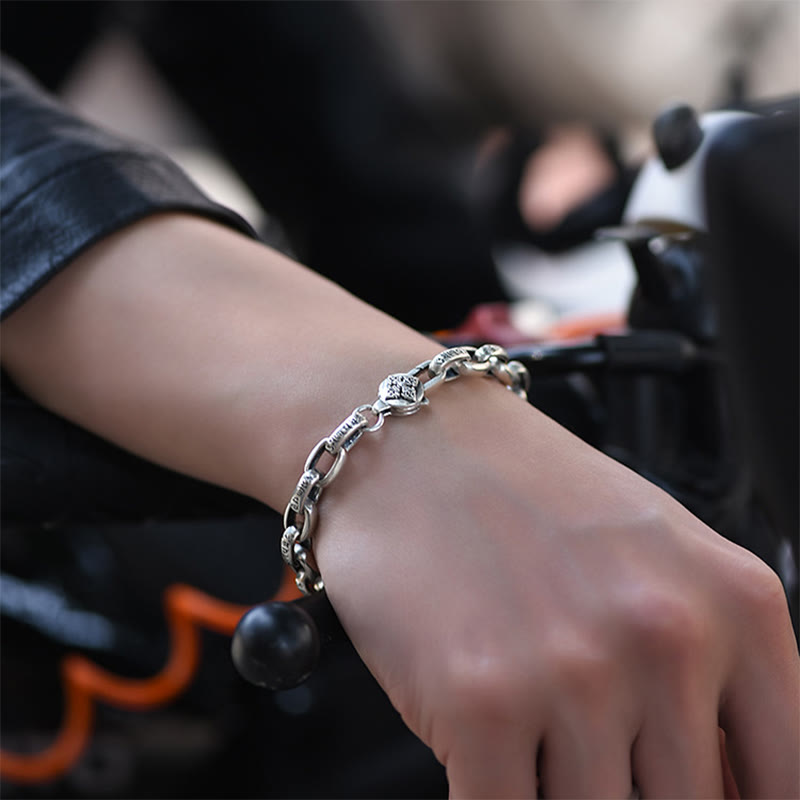 Pulsera de sabiduría grabada en cobre con Buddha Stones Om Mani Padme Hum doble Dorje