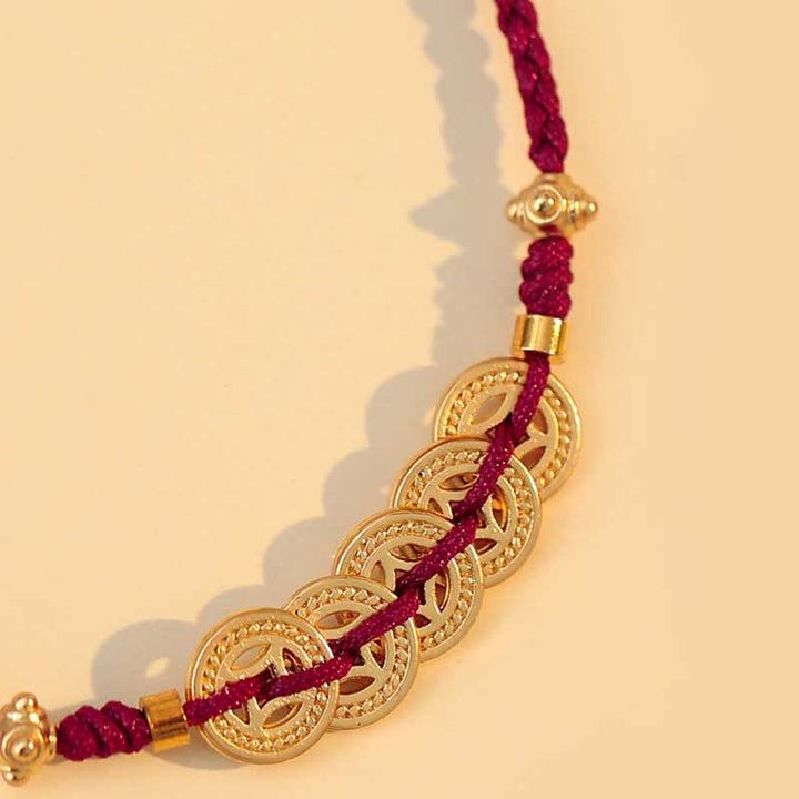 Pulsera trenzada de fuerza de la suerte del árbol de la fortuna de la moneda de cobre de las Buddha Stones